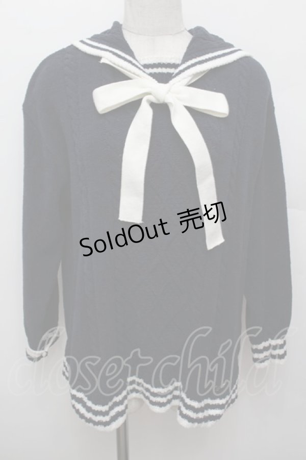 画像1: mezzo piano / セーラーニット  紺 S-25-12-30-030-LO-TO-AS-ZS (1)