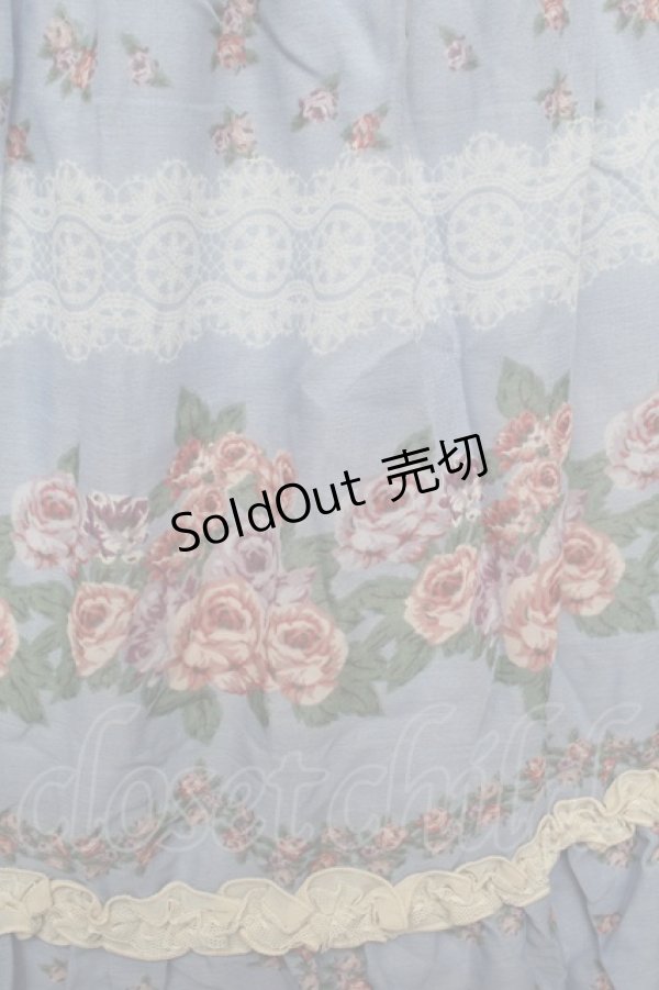 画像4: axes femme / カギ針ニット使いパネル柄ワンピース  ブルー S-26-01-04-031-AX-OP-HR-ZS (4)