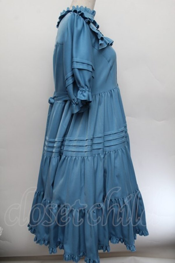 画像2: Physical Drop / ３段ティアード半袖小公女ドレス  ブルー S-26-01-04-032-LO-OP-HR-ZS (2)