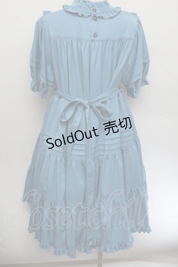 画像3: Physical Drop / ３段ティアード半袖小公女ドレス  ブルー S-26-01-04-032-LO-OP-HR-ZS (3)