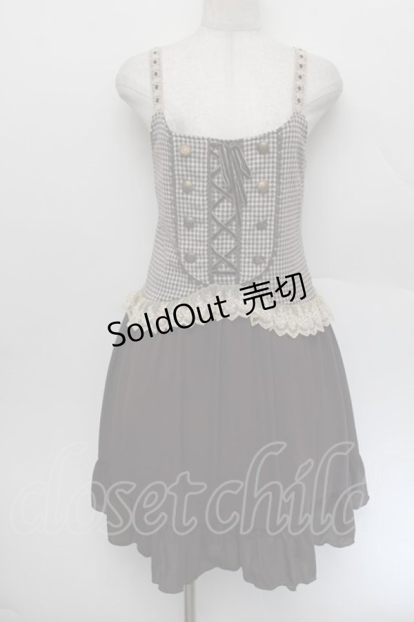 画像1: axes femme / 千鳥柄ビスチェ切替チュニ  ブラウン S-26-01-04-033-AX-OP-HR-ZS (1)