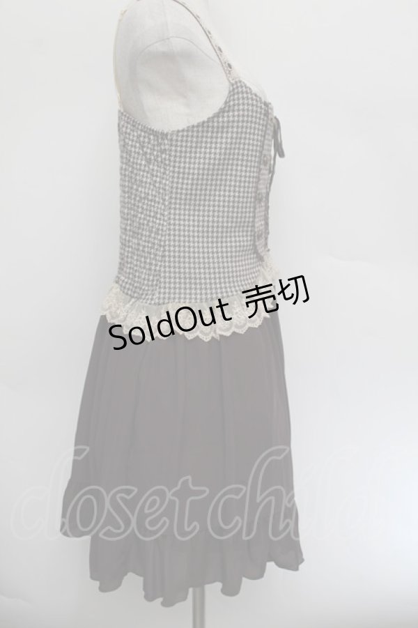 画像2: axes femme / 千鳥柄ビスチェ切替チュニ  ブラウン S-26-01-04-033-AX-OP-HR-ZS (2)