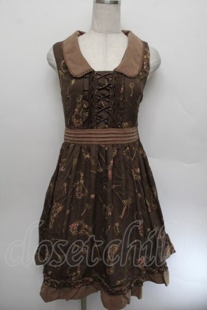 画像: axes femme / 鍵柄ワンピース  茶 S-26-01-04-035-AX-OP-HR-ZS