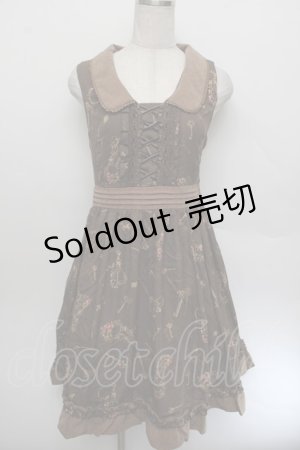 画像: axes femme / 鍵柄ワンピース  茶 S-26-01-04-035-AX-OP-HR-ZS