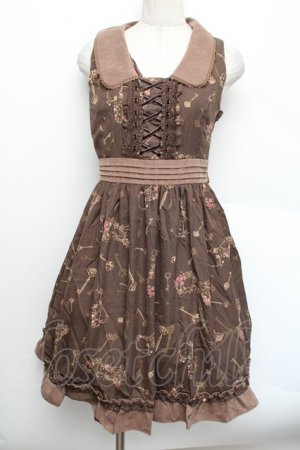 画像: axes femme / 鍵柄ワンピース  茶 S-26-01-04-036-AX-OP-HR-ZS