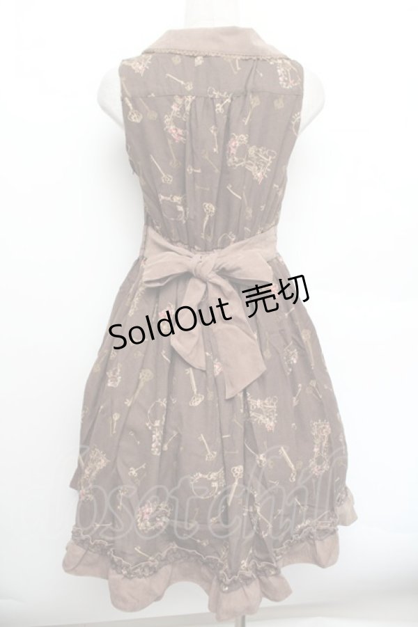 画像2: axes femme / 鍵柄ワンピース  茶 S-26-01-04-036-AX-OP-HR-ZS (2)