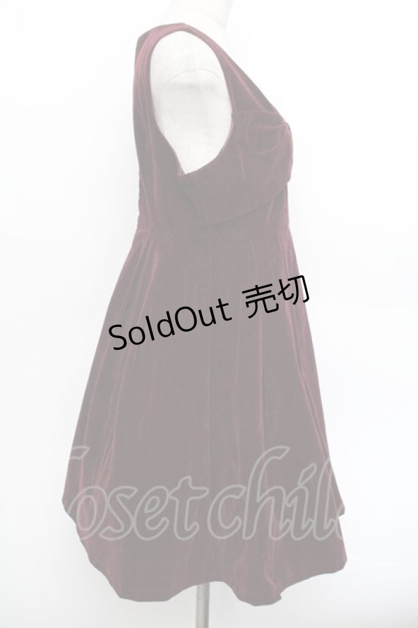 画像2: Ank Rouge / ベロアワンピース  ワイン S-26-01-04-042-CA-OP-AS-ZS (2)