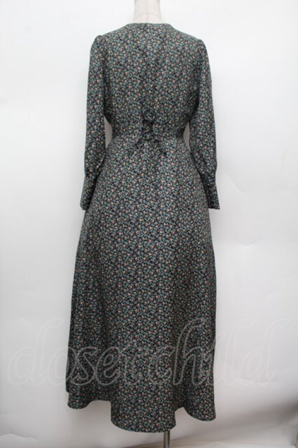 画像3: an another angelus / コルセット切替小花柄ロングワンピース F ネイビー S-26-01-04-046-CA-OP-TK-ZS (3)