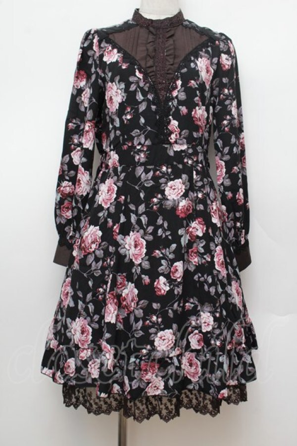 画像1: axes femme / 総バラベルト付ワンピース  黒 S-26-01-04-048-AX-OP-HR-ZS (1)