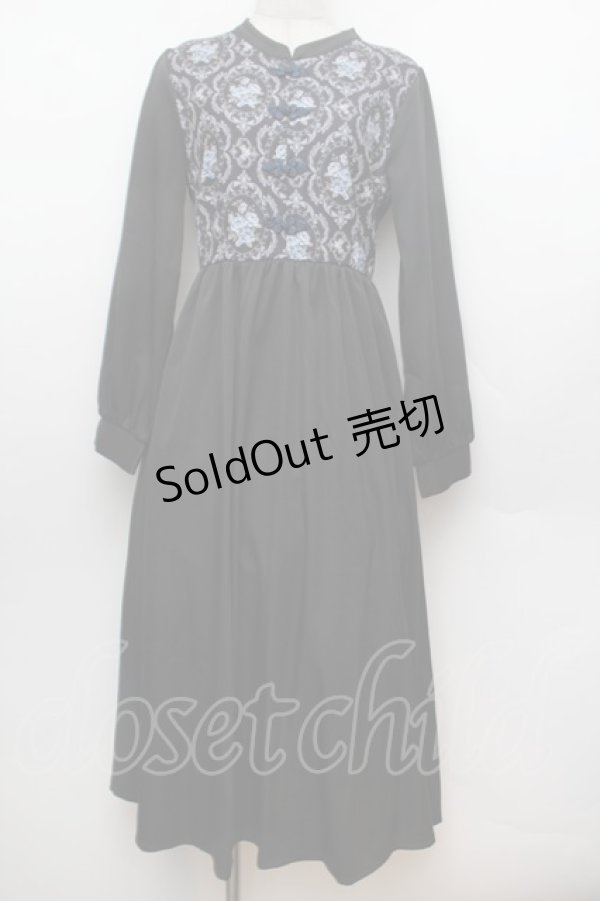 画像1: axes femme / チャイナ×オーナメント柄ワンピース F 黒 S-26-01-04-049-AX-OP-TK-ZS (1)