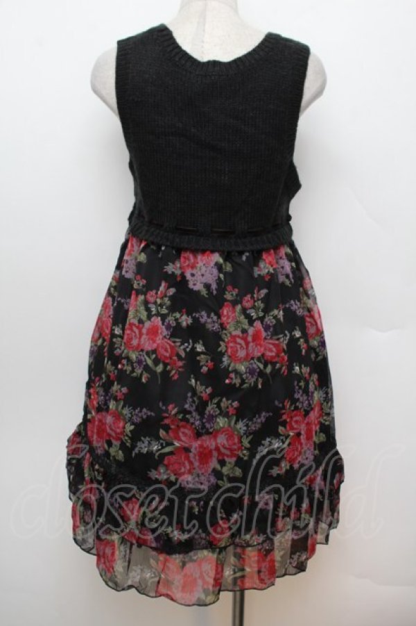 画像3: axes femme / レースX花柄スリットチュニ  黒 S-26-01-04-051-AX-OP-HR-ZS (3)