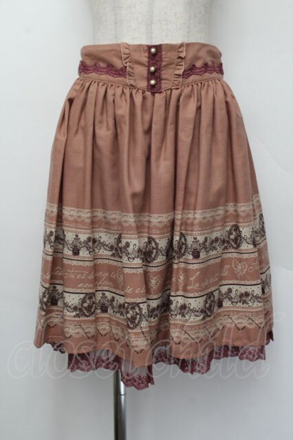 画像1: axes femme / アンティークメッセージスカート  アワピンク S-26-01-04-058-AX-SK-HR-ZS (1)
