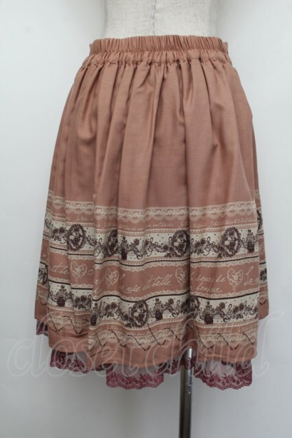 画像3: axes femme / アンティークメッセージスカート  アワピンク S-26-01-04-058-AX-SK-HR-ZS (3)