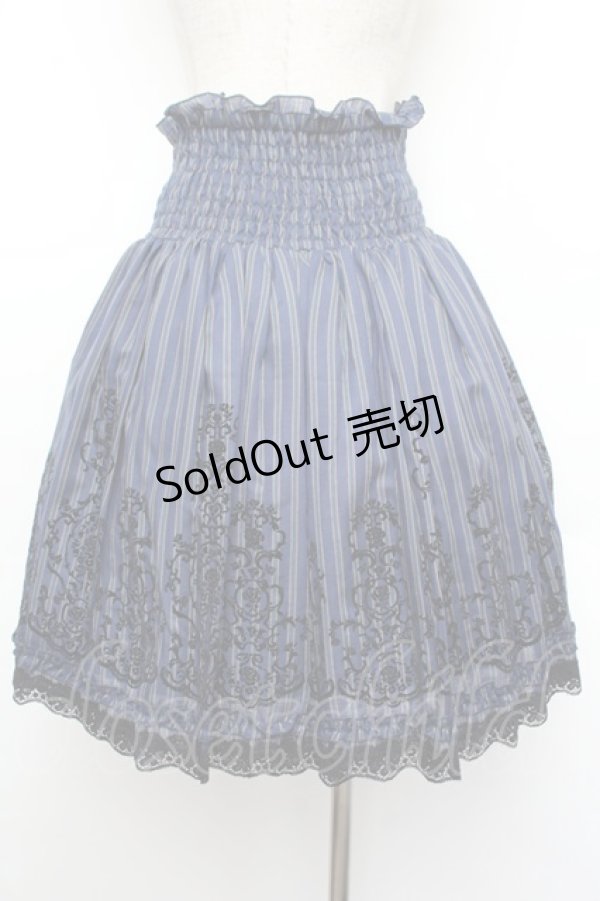 画像3: axes femme / レジメンタルハイウエストスカート  紺 S-26-01-04-061-AX-SK-HR-ZS (3)