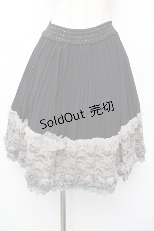 画像1: axes femme / 裾お花ミドル丈スカート  黒 S-26-01-04-062-AX-SK-HR-ZS (1)