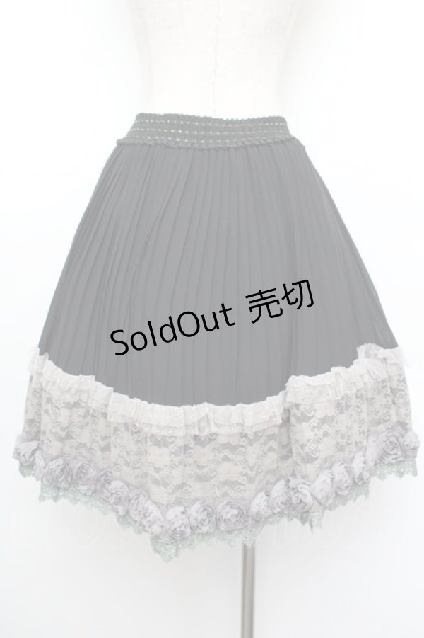 画像3: axes femme / 裾お花ミドル丈スカート  黒 S-26-01-04-062-AX-SK-HR-ZS (3)