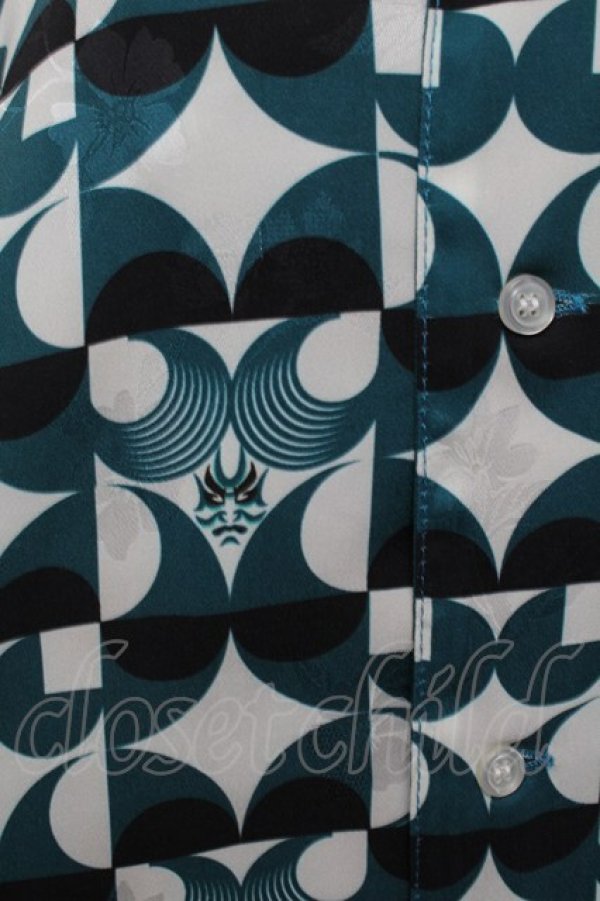 画像2: AXES-X / 歌舞伎PT着物スリーブシャツ M グリーン S-26-01-04-009-LO-BL-TK-ZS (2)