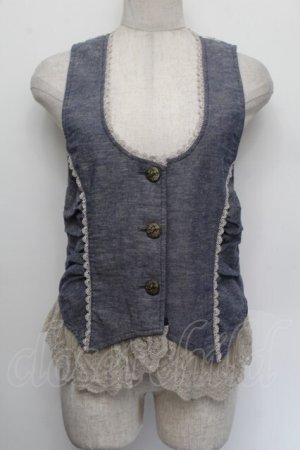 画像: axes femme / 裾レースベスト  ブルー S-26-01-04-011-AX-BL-HR-ZS