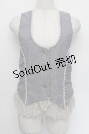画像: axes femme / 裾レースベスト  ブルー S-26-01-04-011-AX-BL-HR-ZS