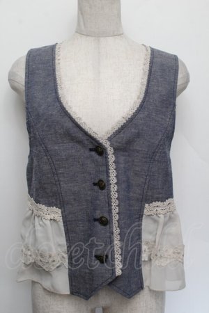 画像: axes femme / バックレース使いベスト  ブルー S-26-01-04-012-AX-TO-HR-ZS