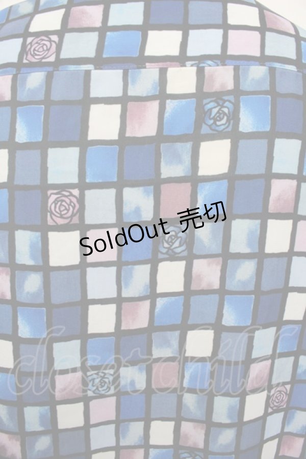 画像4: AXES-X / ローズステンドグラス柄シャツ M 青 S-26-01-04-014-LO-TO-TK-ZS (4)