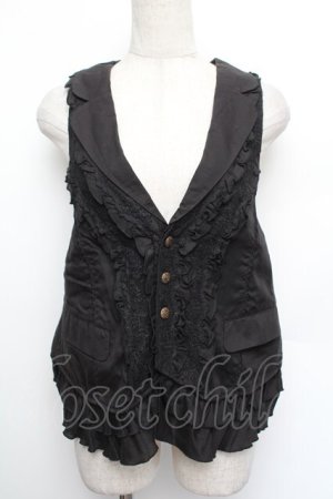 画像: axes femme / フリルレースベスト  黒 S-26-01-04-016-AX-BL-HR-ZS