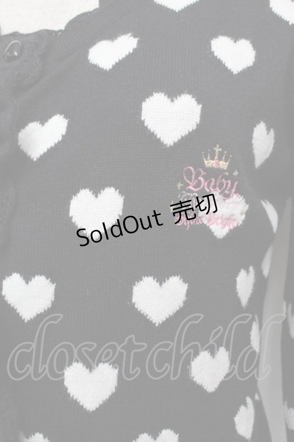 画像2: BABY,THE STARS SHINE BRIGHT / ハートジャガードカーディガン  黒 S-26-01-04-017-BA-TO-AS-ZS (2)