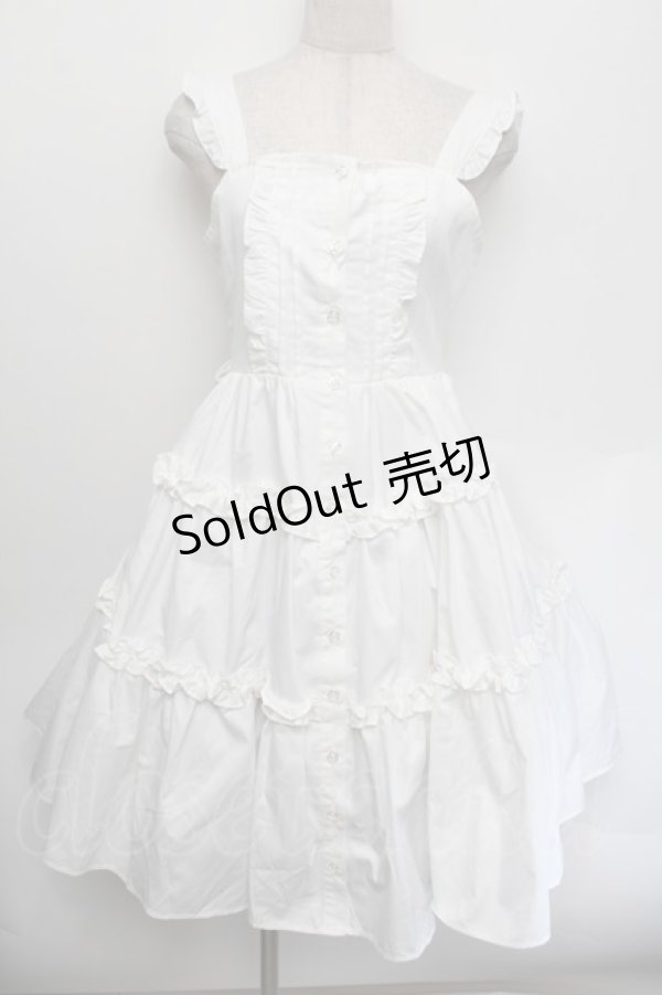 画像1: Alice Mashiro / TT*MAAフリルジャンパースカート S 白 S-26-01-04-022-LO-OP-AS-ZS (1)