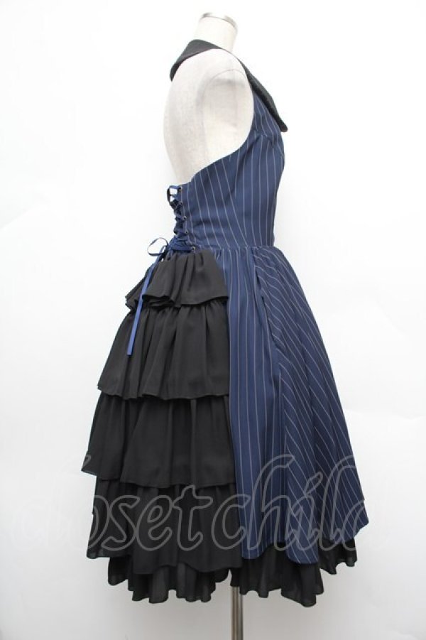 画像2: ATELIER PIERROT / ストライプベストワンピース  紺 S-26-01-08-039-EL-OP-AS-ZS (2)