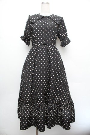 画像: m petit by misako / 梨地水玉半袖ワンピース S 黒 S-26-01-08-045-LO-OP-HR-ZS