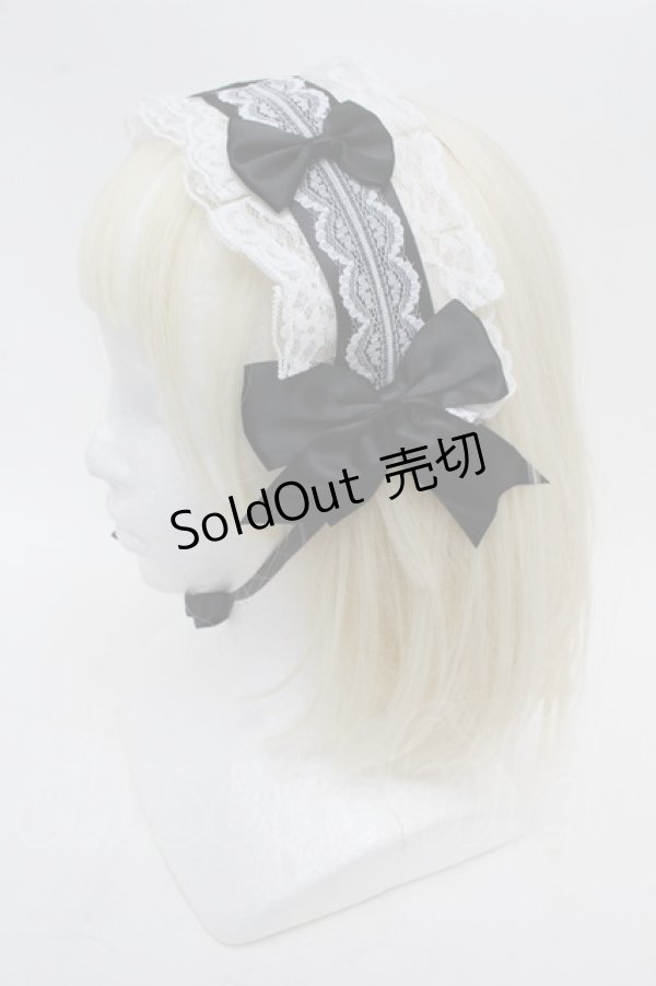 画像2: LOLITA / ヘッドドレス  黒×白 S-26-01-08-006-LO-ZA-TK-ZS (2)