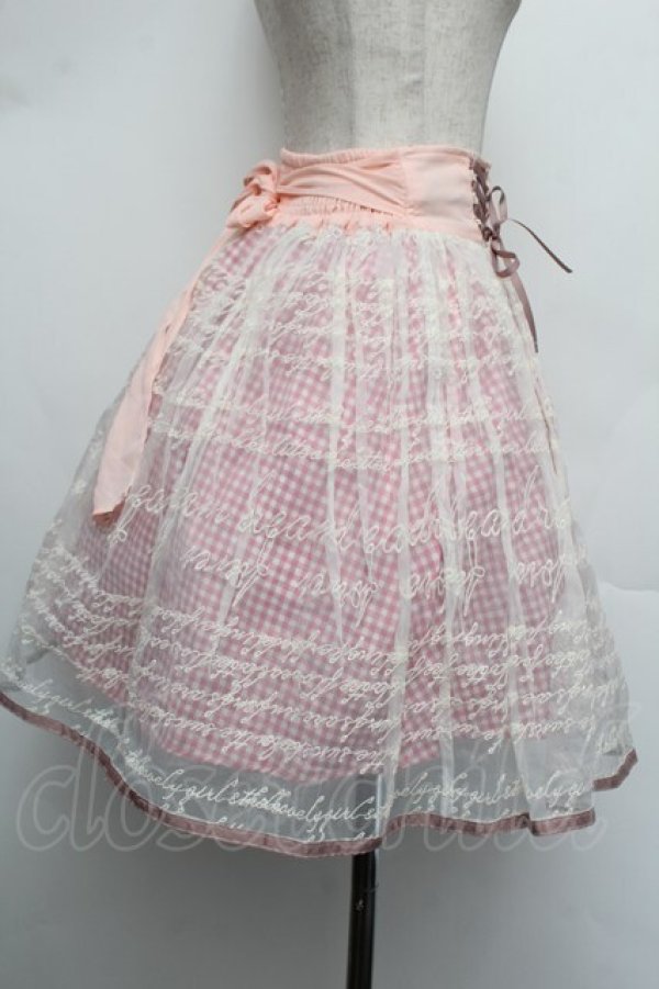 画像2: axes femme POETIQUE / メッセージ刺繍スカート  ピンク S-26-01-08-055-AX-SK-AS-ZS (2)