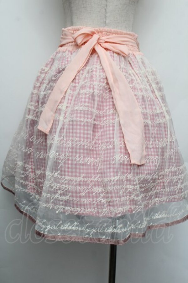 画像3: axes femme POETIQUE / メッセージ刺繍スカート  ピンク S-26-01-08-055-AX-SK-AS-ZS (3)