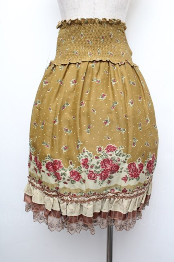 画像3: axes femme / 花柄パネルハイウエストスカート  カラシ S-26-01-08-056-AX-SK-HR-ZS (3)