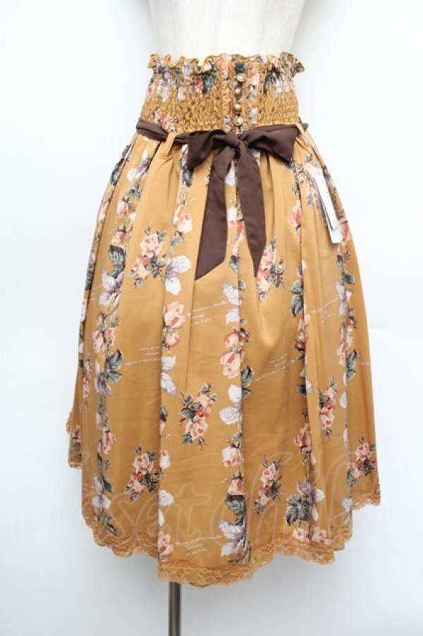 画像1: axes femme / 花柄ミディ丈スカート  カラシ S-26-01-08-057-AX-SK-HR-ZS (1)