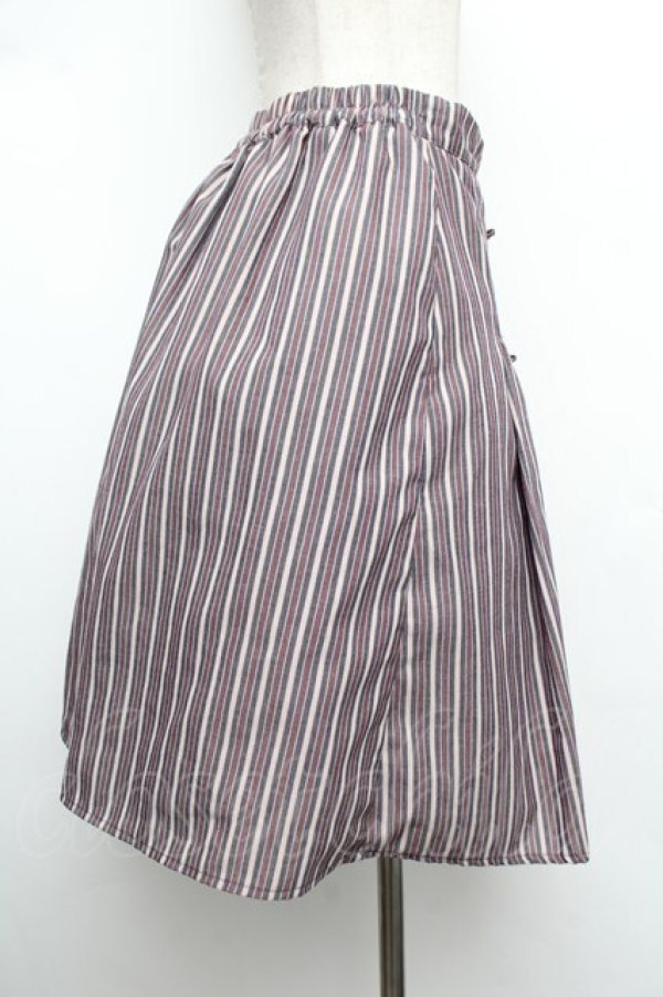 画像2: axes femme POETIQUE / ストライプリボンスカート  ワイン S-26-01-08-058-AX-SK-AS-ZS (2)