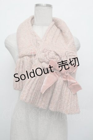 画像: PINK HOUSE / ニットモチーフマフラー  ピンク S-26-01-08-008-LO-ZA-HR-ZS