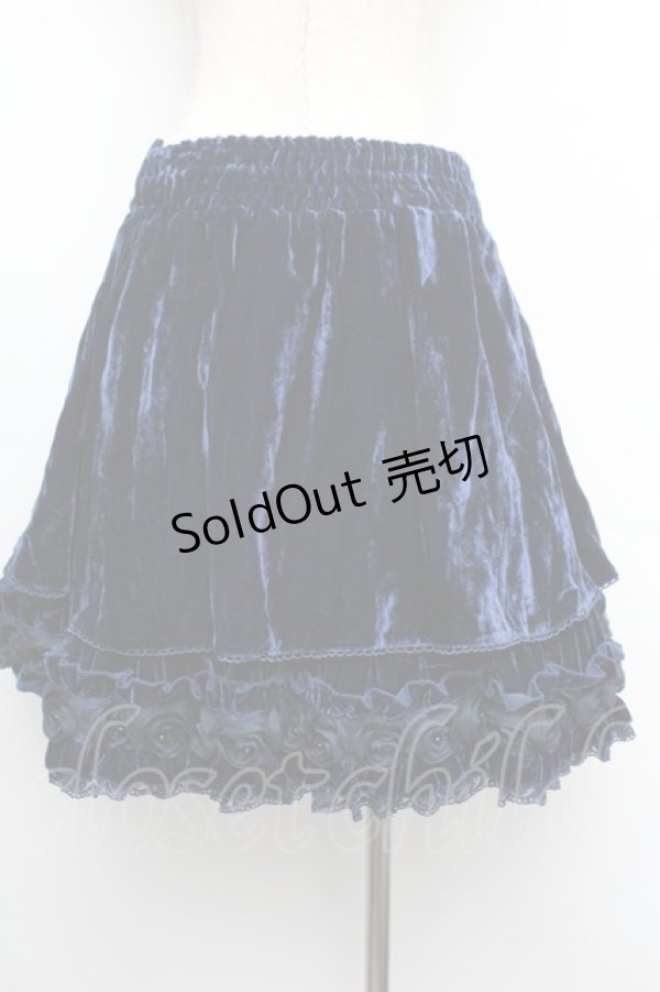 画像2: axes femme / ベロアサーキュラースカート  紺 S-26-01-08-064-AX-SK-HR-ZS (2)