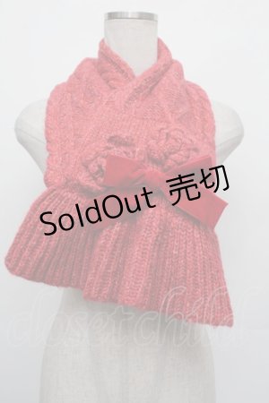画像: PINK HOUSE / ニットモチーフマフラー  赤 S-26-01-08-010-LO-ZA-HR-ZS