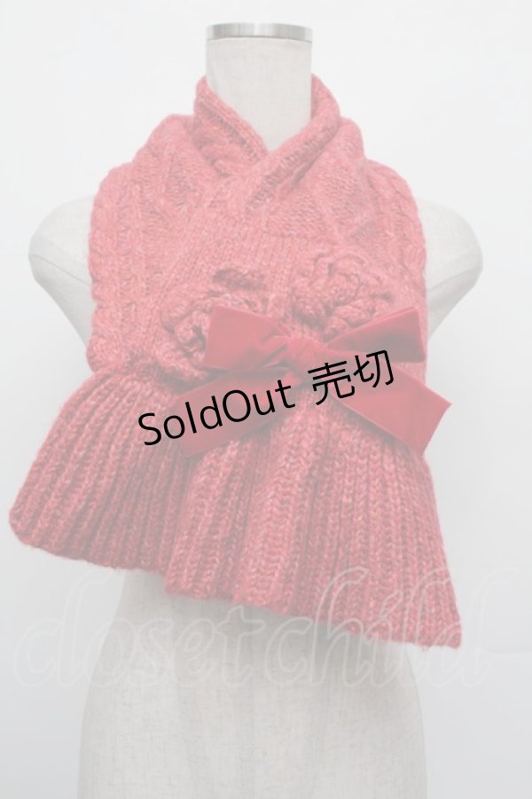 画像1: PINK HOUSE / ニットモチーフマフラー  赤 S-26-01-08-010-LO-ZA-HR-ZS (1)
