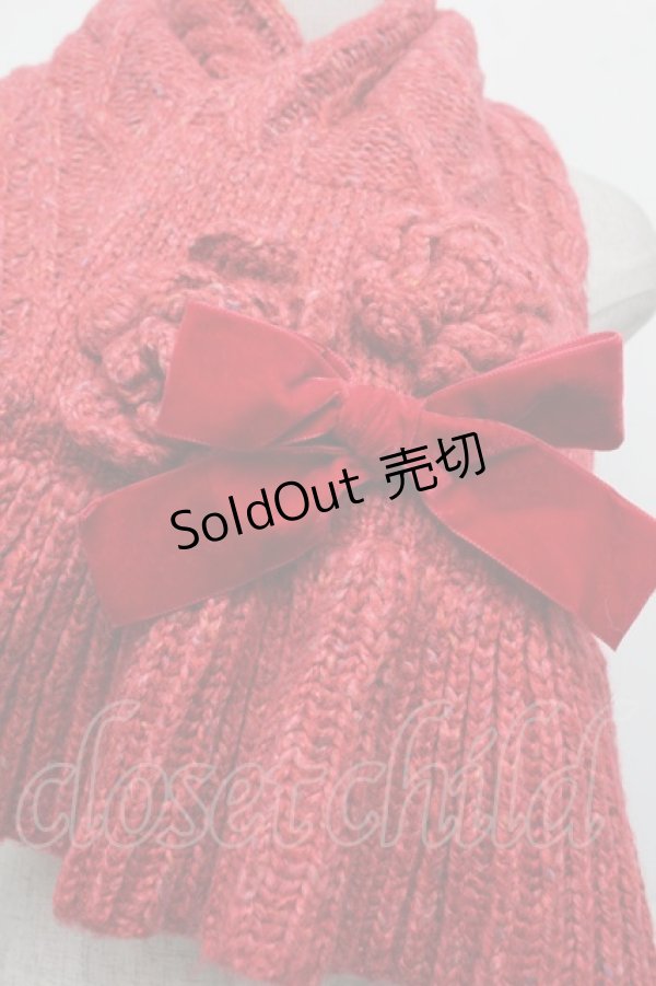 画像2: PINK HOUSE / ニットモチーフマフラー  赤 S-26-01-08-010-LO-ZA-HR-ZS (2)