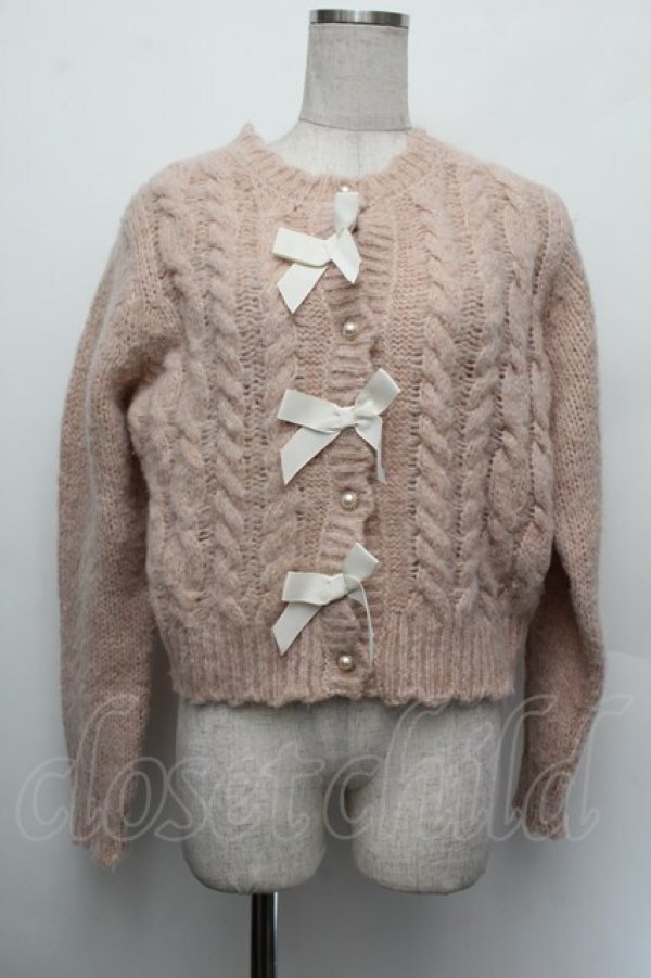 画像1: melume / 3連リボンカーディガン  ピンク S-26-01-08-019-LO-TO-AS-ZS (1)