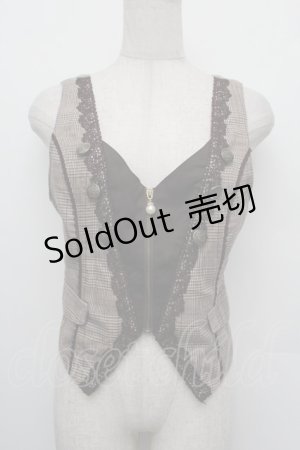 画像: axes femme POETIQUE / フロントジップショートベスト  ブラウン S-26-01-08-020-AX-TO-AS-ZS