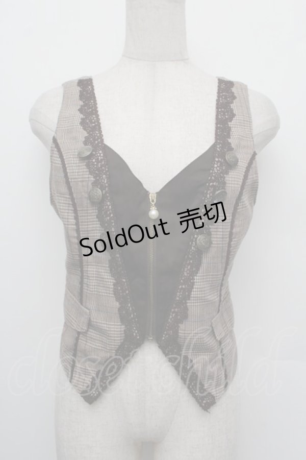 画像1: axes femme POETIQUE / フロントジップショートベスト  ブラウン S-26-01-08-020-AX-TO-AS-ZS (1)