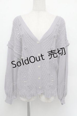 画像: axes femme / フラワーニットカーディガン  ラベンダー S-26-01-08-021-AX-TO-AS-ZS