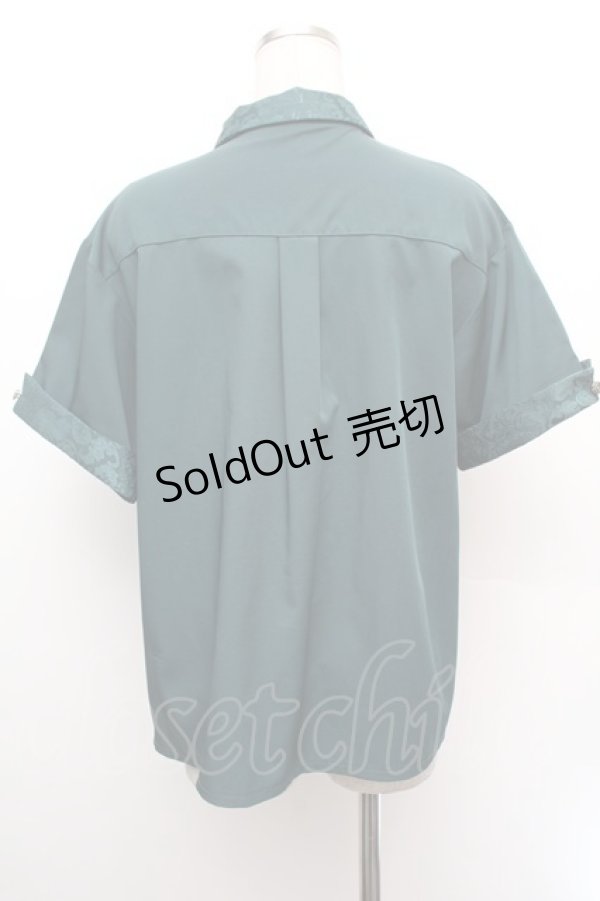 画像3: axes femme / ジャカード切替シャツ F グリーン S-26-01-08-022-AX-BL-TK-ZS (3)