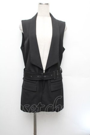 画像: BPN FOR MEN / ベルト付きベスト  黒 S-26-01-08-026-GO-BL-HR-ZS