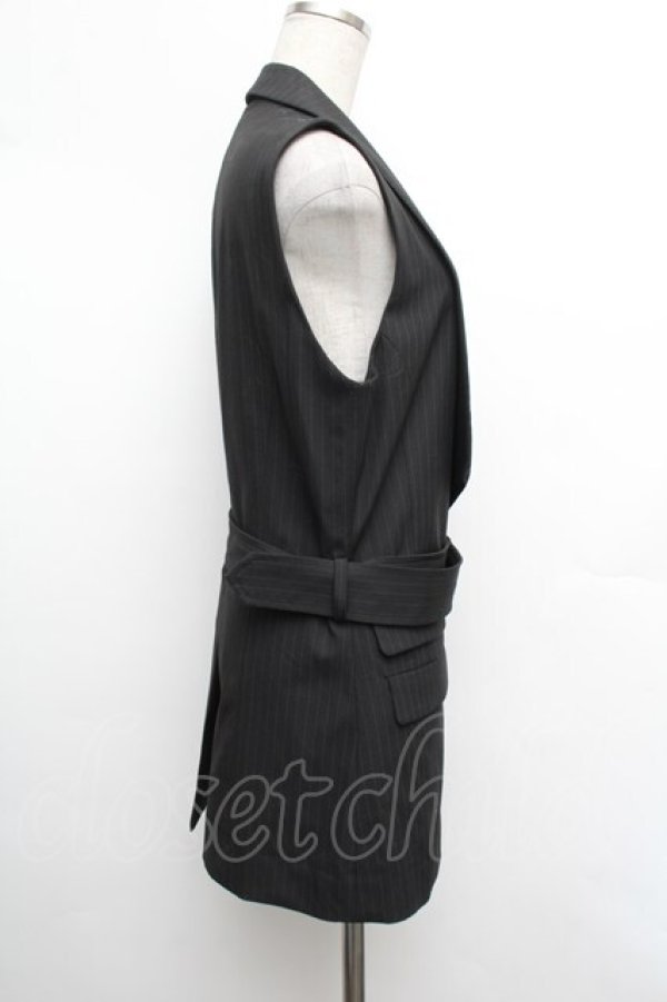 画像2: BPN FOR MEN / ベルト付きベスト  黒 S-26-01-08-026-GO-BL-HR-ZS (2)