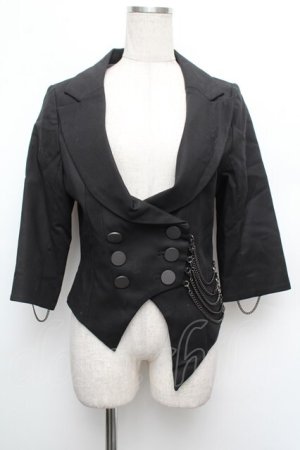 画像: BPN / サイドチェーン七分丈燕尾ジャケット  黒 S-26-01-08-028-GO-TO-HR-ZS