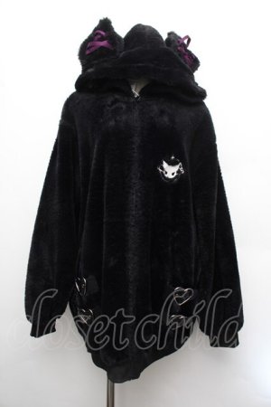 画像: NOEMIE / クロミ ハートバックル付きユニセックスファーブルゾン  黒 S-26-01-08-031-LO-TO-HR-ZS